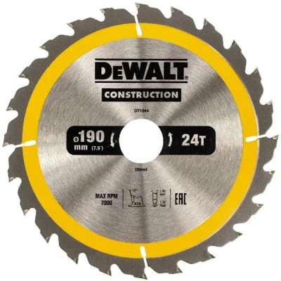 Диск пильний DeWALT CONSTRUCTION 190х30 мм, 24z (ATB), 16 градусів (DT1944) Вінниця - фото 1