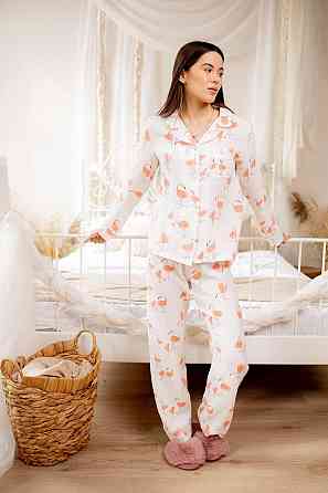 Женский комплект из натуральной ткани Фламинго, Молочный, M-L Харьков