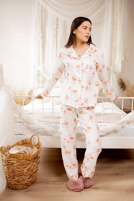 Женский комплект из натуральной ткани Фламинго, Молочный, M-L Харьков - изображение 1