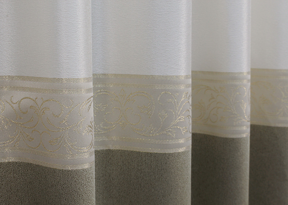 Комплект готовых штор VR-Textil ANZIO № 1466ш Бежевый с золотистым 140х290 см 2 шт (33-0335) Киев - изображение 7