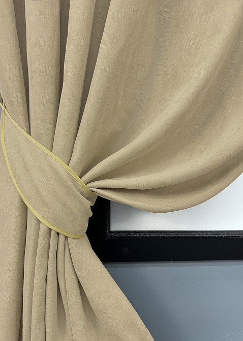 Комплект коротких штор VR-Textil Мікровелюр Petek YL № 1801ш Кремовий 130х170 см 2 шт (35-0383) Київ - фото 4