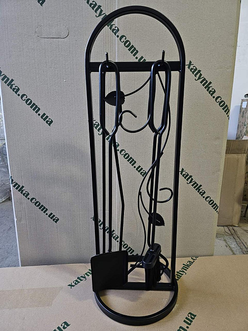 Кований набір для каміну LOFT №4 лофт чорний (К-004) (стійка, совок, щітка, кочерга, щипці) Київ - фото 5