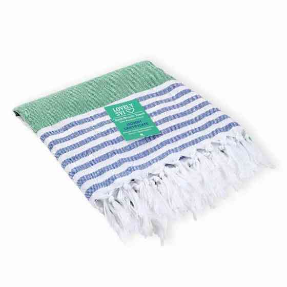 Полотенце пештемаль Lovely Svi хлопковое, пляжное, хамам, spa - XХL 100x180 см Green/Blue Stripes Киев