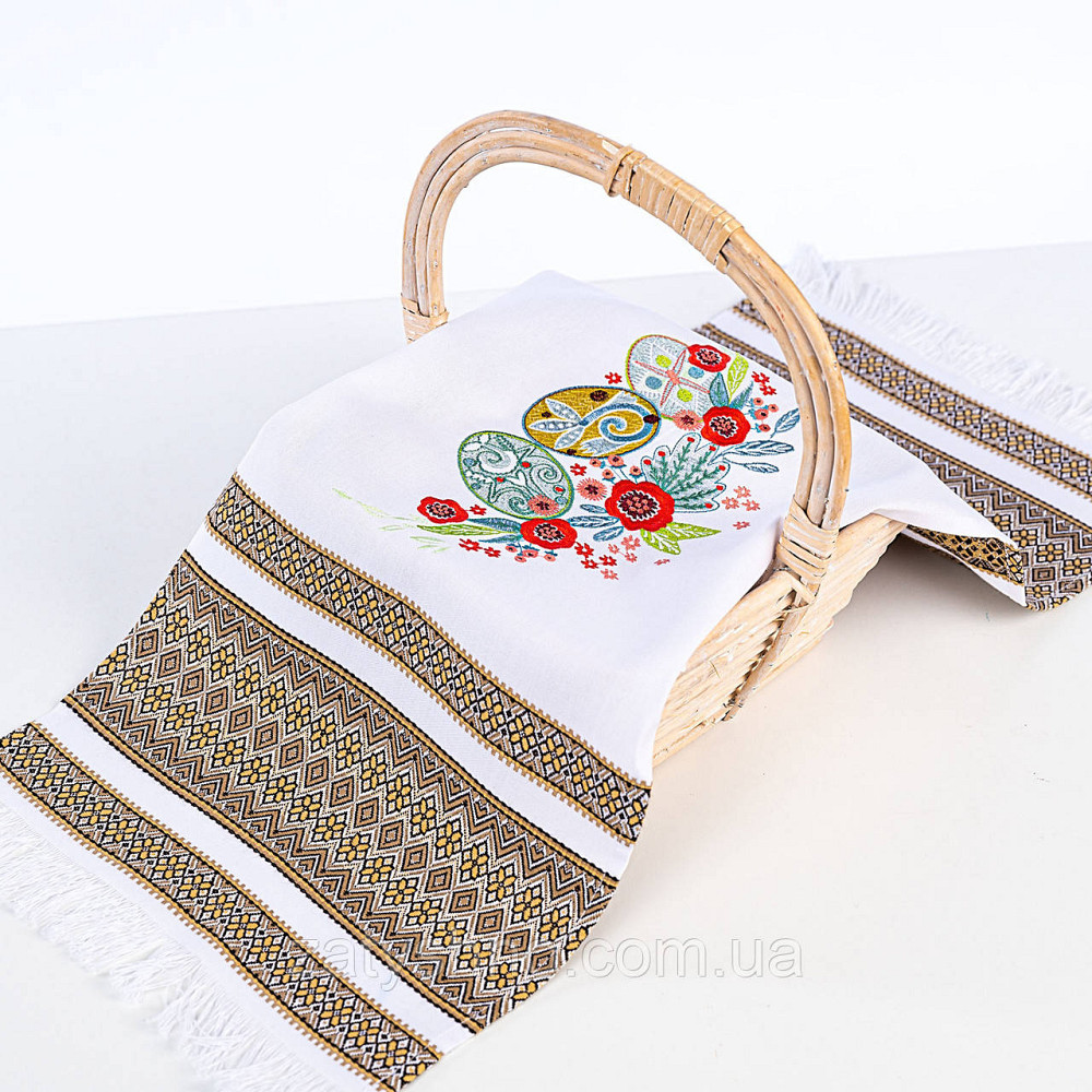 Салфетка вышитая на паску кофейная Киев - изображение 1