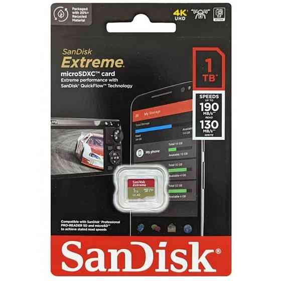 microSDXC (UHS-1 U3) SanDisk Extreme A2 1TB class 10 V30 (R190MB/s,W130MB/s) Киев