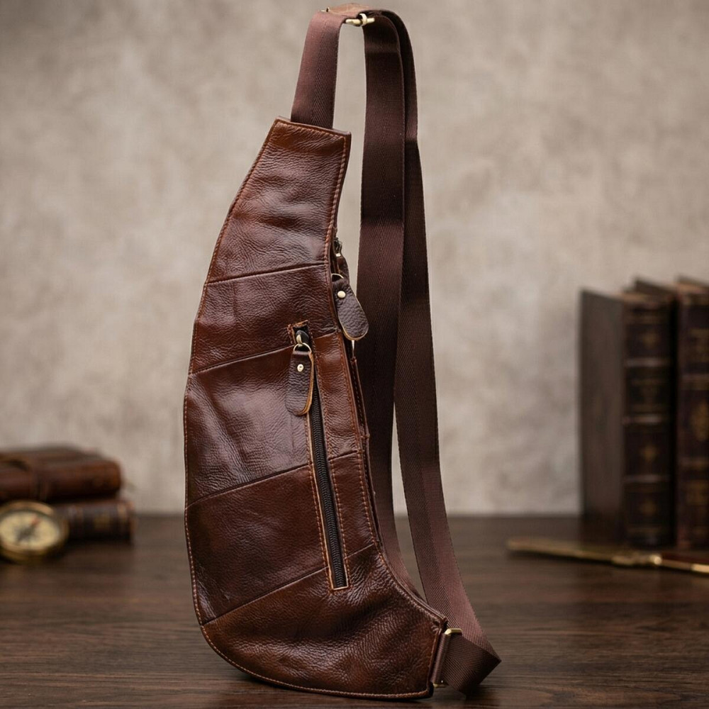 Чоловіча сумка з великою кількістю кишень із натуральної шкіри Vintage 22962 Коричневий Київ - фото 14