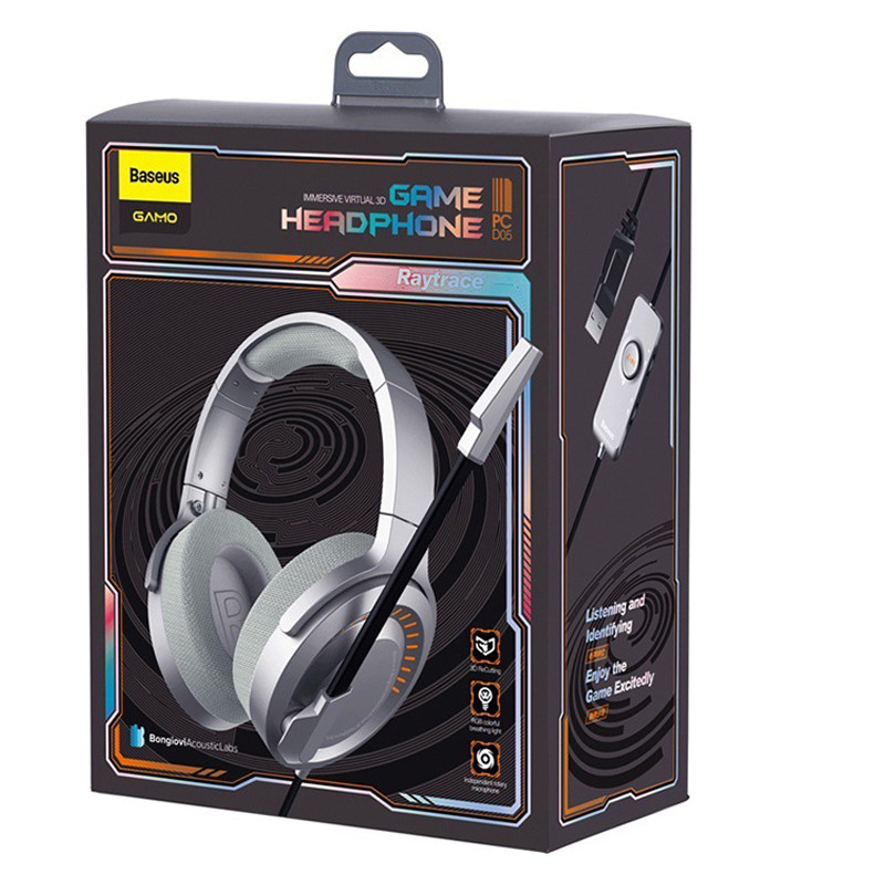Ігрові навушники BASEUS GAMO Immersive 3D Virtual Game headphone NGD05-0A (Сірі) Николаев - изображение 6
