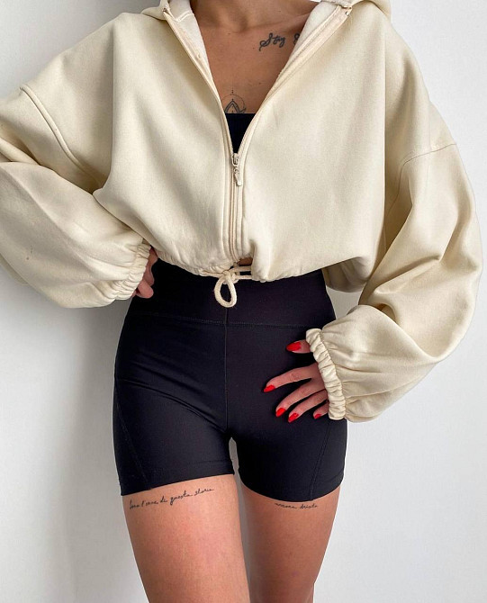 Женская утепленная оверсайз худи на молнии трехнитка на флисе Беж Одесса - изображение 1