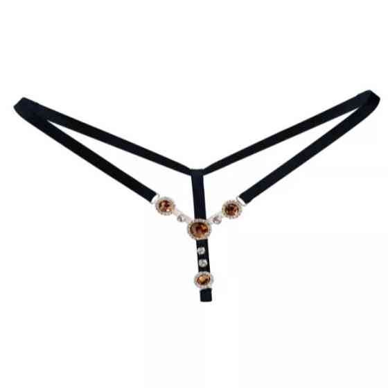 Трусики еротичні з камінцями універсальний чорно-коричневий Київ