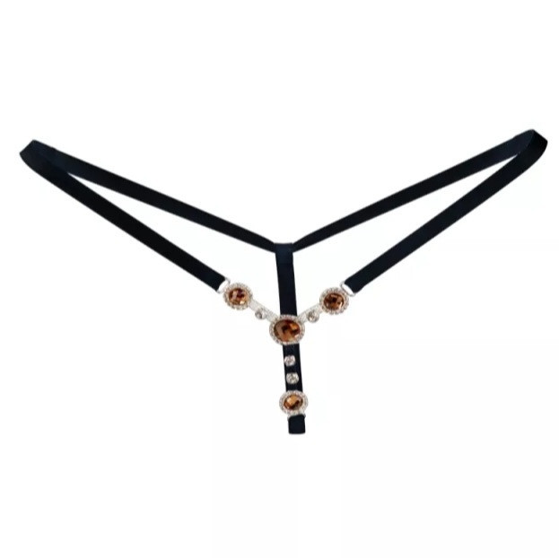 Трусики еротичні з камінцями універсальний чорно-коричневий Київ - фото 1