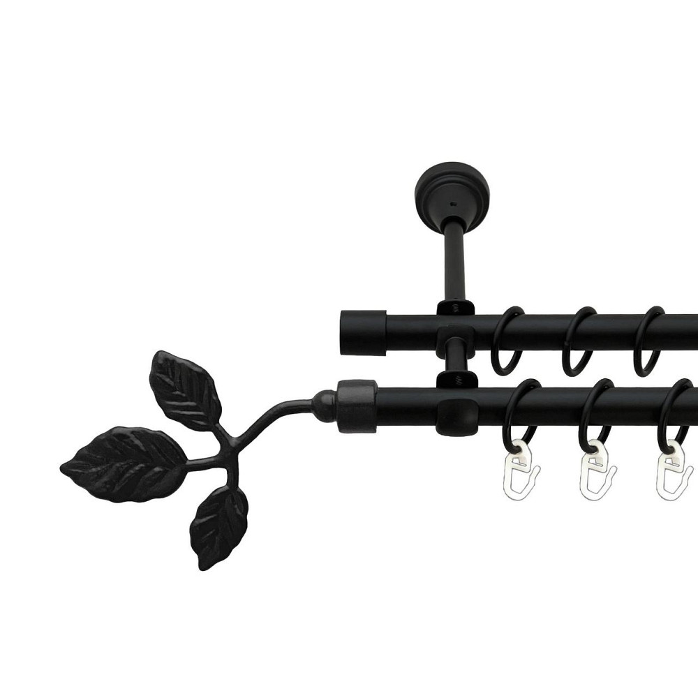 Карниз Orvit Тоскана металевий дворядний відкритий гладка труба кільце металеве Чорний Оксамит 16\16 мм 140 см (00-00027193) Львів - фото 1