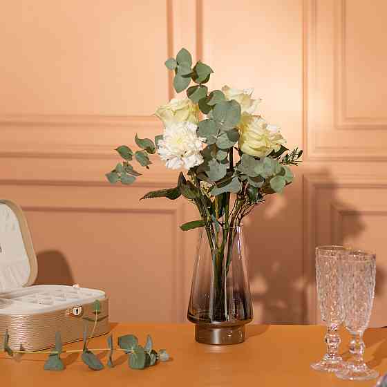 Скляна ваза для квітів 1.8 л декоративна прозора ваза для букета 25 см Сіра HP-10-2 Коломия