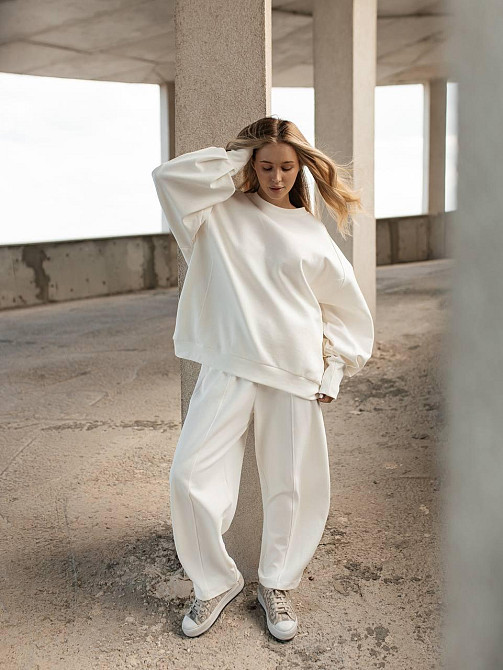 Жіночий оверсайз костюм: об‘ємна кофта з трендовими штанами бананами турецький дабл фейс 100% бавовна Одеса - фото 6