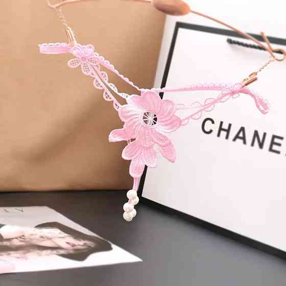 Трусики бусинки та з розрізом жіночі one size рожевий Київ