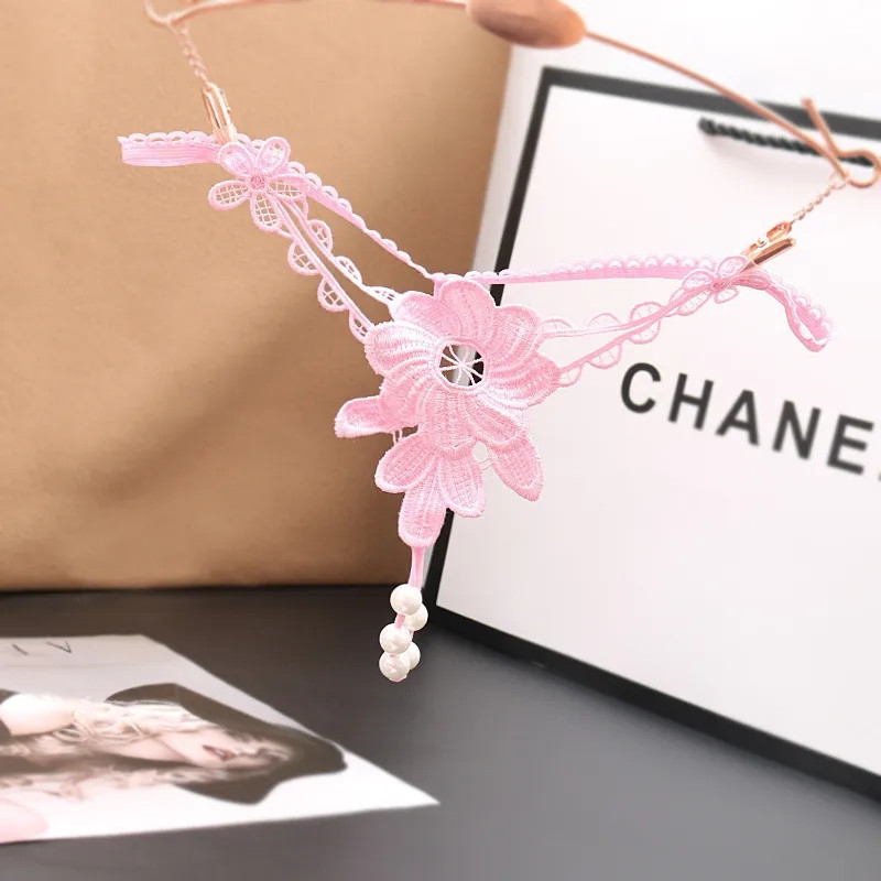 Трусики с жемужинами и разрезом женские one size розовый Киев - изображение 1