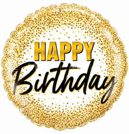 Фольговані куля happy birthday золоте конфетті 18" 45см Київ