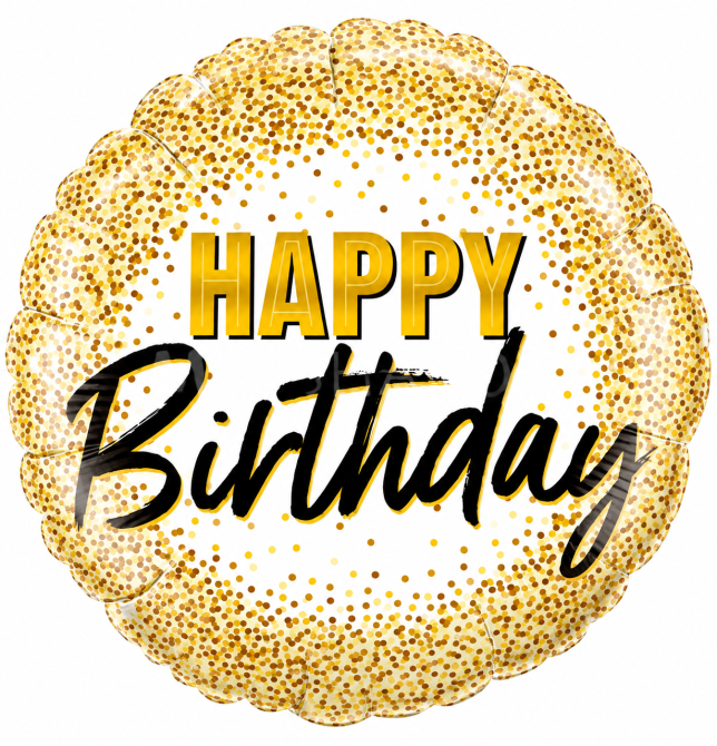 Фольговані куля happy birthday золоте конфетті 18" 45см Київ - фото 2