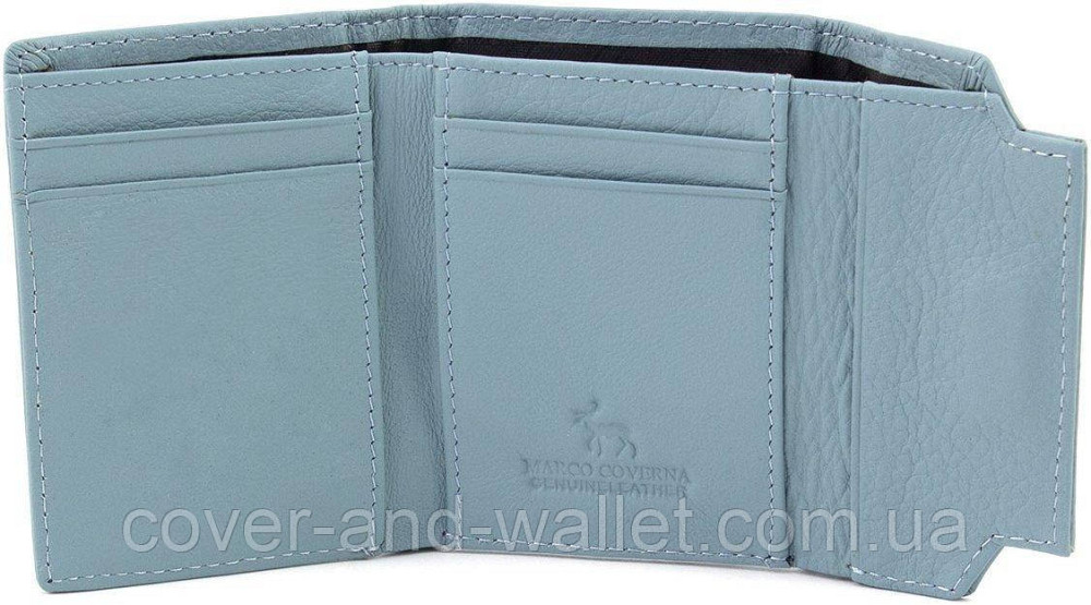 Блакитний жіночий шкіряний гаманець маленького розміру на магнітній застібці Marco Coverna Київ - фото 3