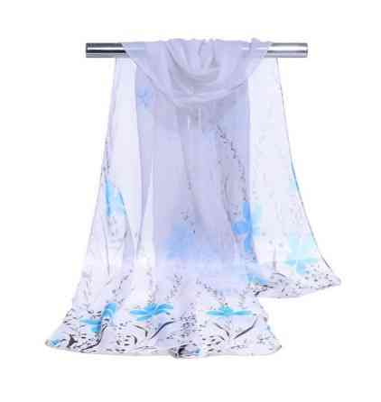 Женский шарф с голубыми цветочками - размер шарфа приблизительно 145*48см, шифон Киев