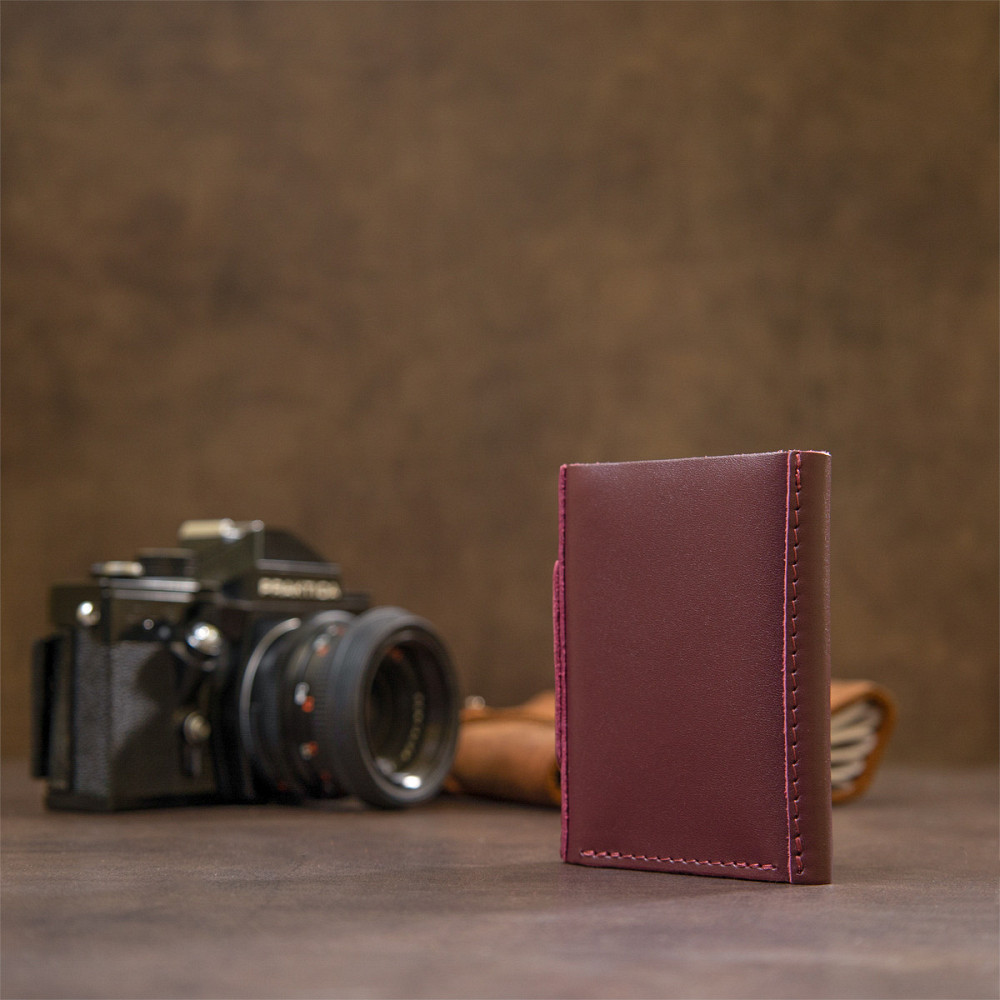 Глянсове шкіряне портмоне GRANDE PELLE 11456 Бордовий Київ - фото 10