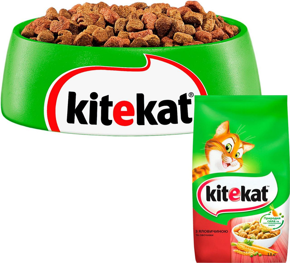 Сухой корм для взрослых кошек KiteKat (КитиКет) с говядиной и овощами 1.8 кг Винница - изображение 3