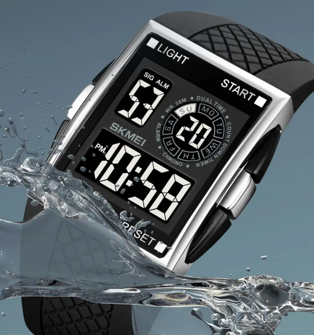 Мужские наручные кварцевые часы Skmei 1967 (Серебристые с черным) Киев - изображение 7