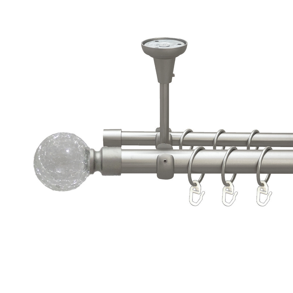 Карниз Orvit Сепія металевий дворядний відкритий до стелі гладка труба кільце металеве Сатин 25\16 мм 200 см (00-00023829) Львів - фото 1