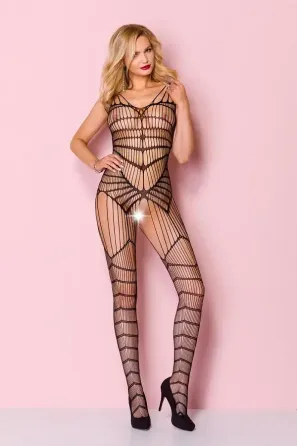 Чорний ажурний бодістокінг зі складним вертикальним плетінням Casmir CA004 Львів