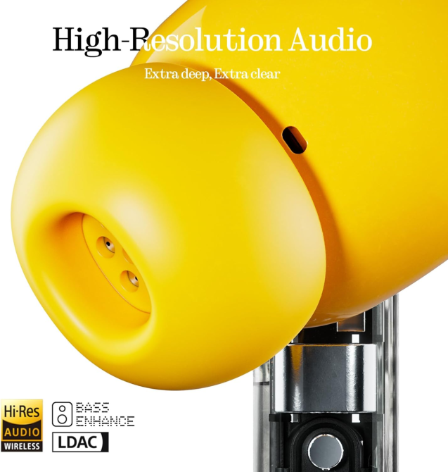 Бездротові навушники Nothing Ear (a) Yellow Hi-Res активне шумозаглушення 45 дБ Bluetooth 5.3 жовті Київ - фото 5