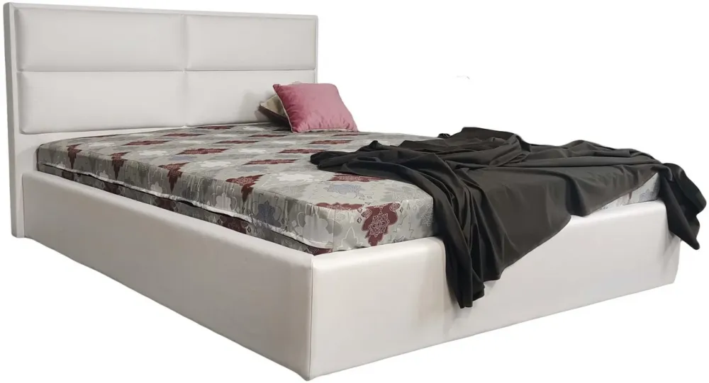 Кровать Двуспальная Santa Maria Comfort 160 x 190 см С подъемным механизмом и нишей для белья Экокожа Белый Киев - изображение 1