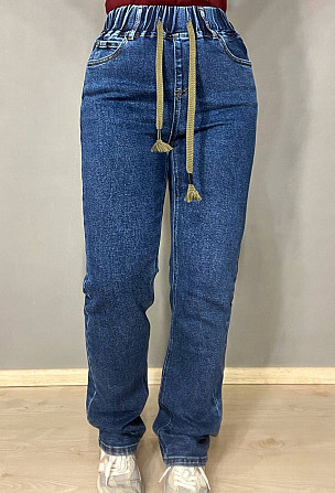 Джинсы женские Vanver 8023 MOM STRAIGHT jeans comfort уровни стрейчевые талия на резинке шнурок сини Одесса - изображение 4