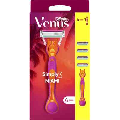 Бритва Gillette Simply Venus 3 Miami с 4 сменными картриджами (8700216878333) Винница