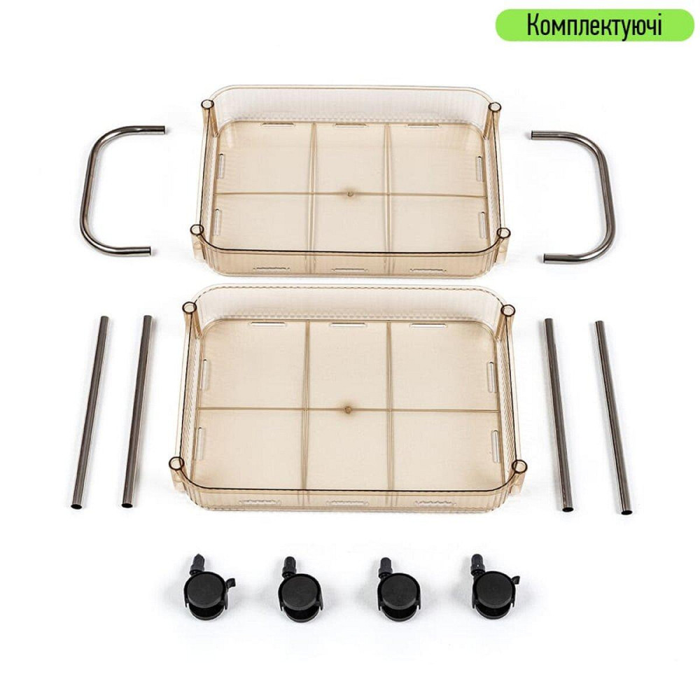 Этажерка мобильная двухъярусная универсальная из акрила и металла 40х28,5х45см Бежевая SW-00002110 Днепр - изображение 6