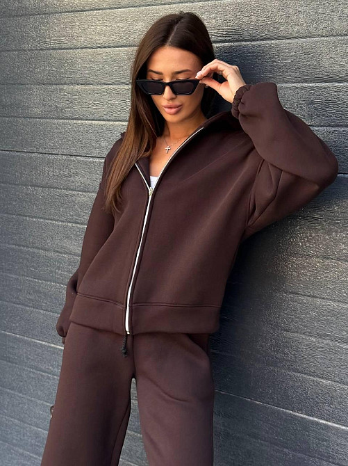 Женский теплый костюм на флисе Шоколадный 48/52 Харьков - изображение 1