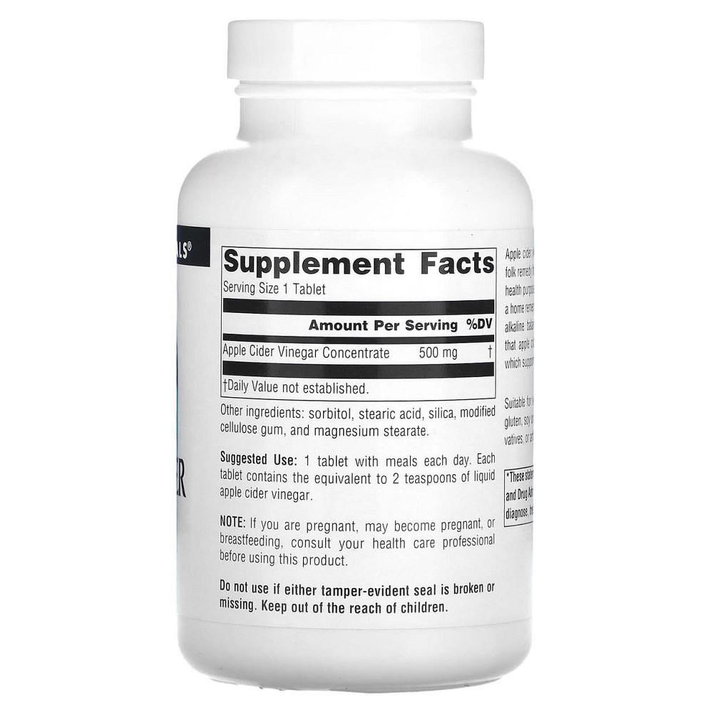 Яблучний оцет Source Naturals Apple Cider Vinegar 500 мг 90 таб Київ - фото 2