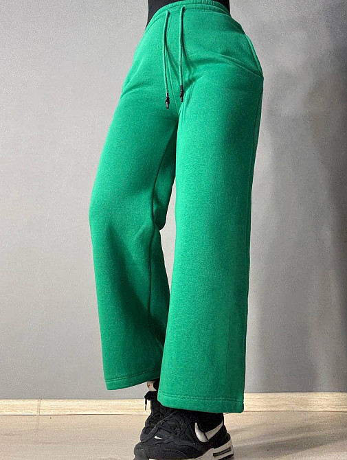 Штаны женские OLIVIA 2236 спортивные кюлоты укороченные на флисе зеленые, зеленый, L Киев - изображение 10