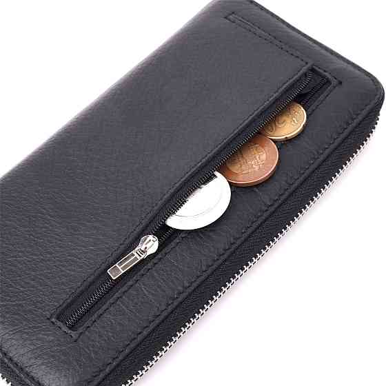 Гаманець-клатч універсальний на одне відділення з натуральної шкіри Чорний (ST Leather) Київ