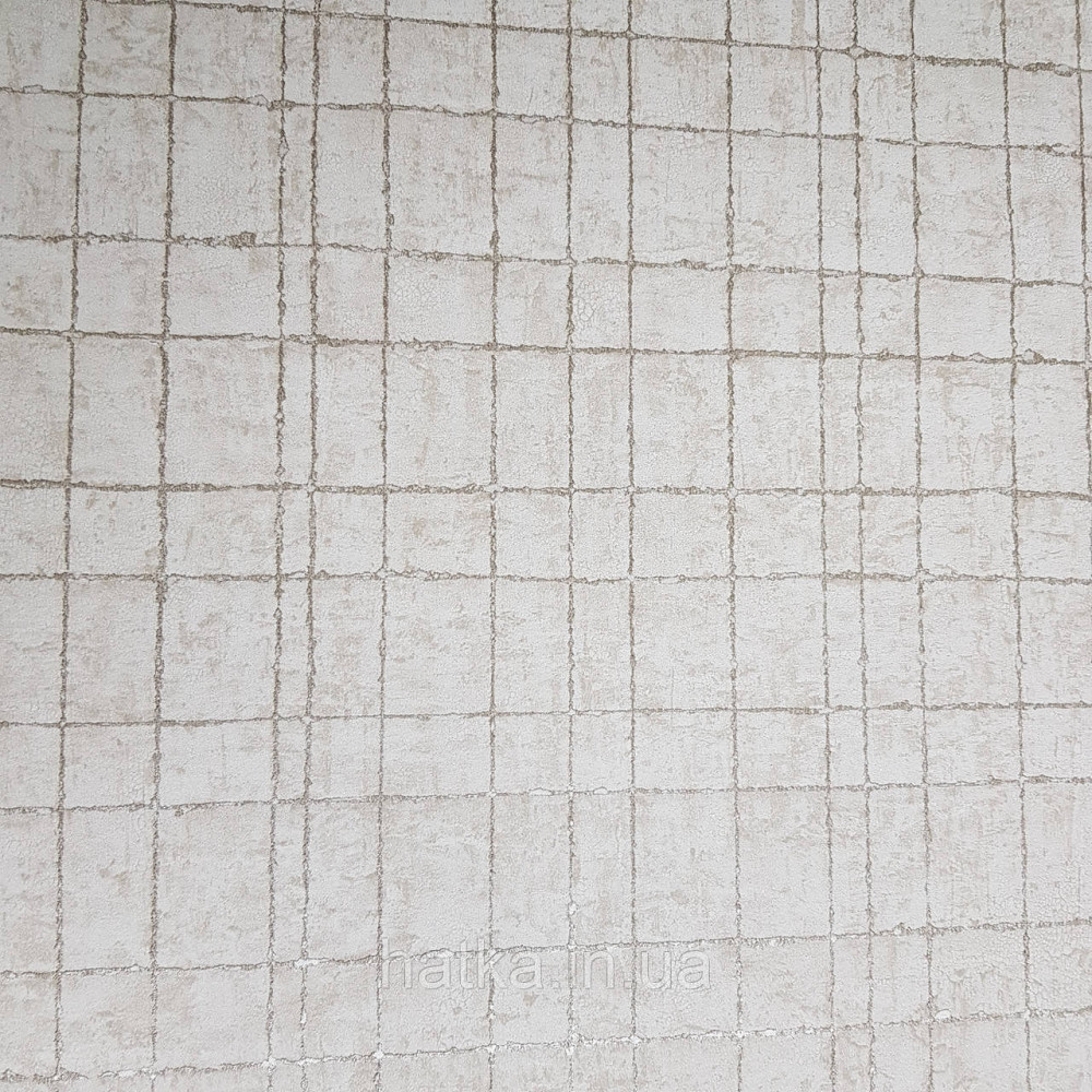 Шпалери флізелінові еко Rasch Kerala 0.53х10 м геометрія смуги сітка сріблясті на бежевому ефект старовини Київ - фото 3