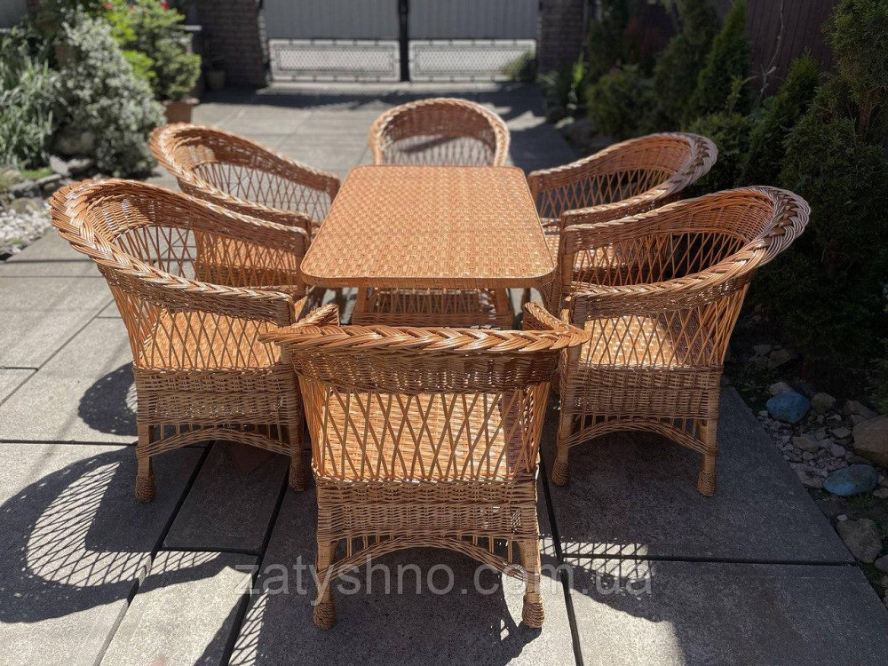 Меблі з лози на 6 людей з великим столом Київ - фото 6