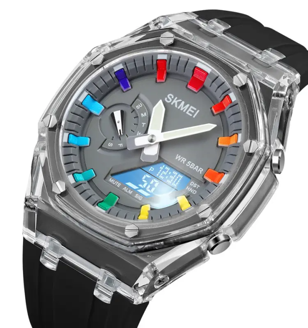 Годинники чоловічі спортивні Skmei 2100 (Чорні з сірим циферблатом) Київ - фото 3