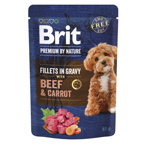 Корм влажный Brit Premium Fillets in Gravy Beef&Carrot для собак малых пород филе в соусе говядина и морковь 85 г Киев - изображение 1