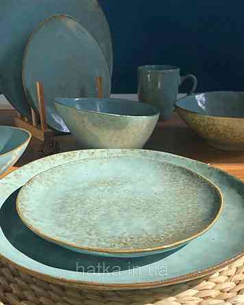 Салатник Olens "Retro" 20,5*17,5*6 см кераміка овальний блакитний для дому та ресторанів Київ