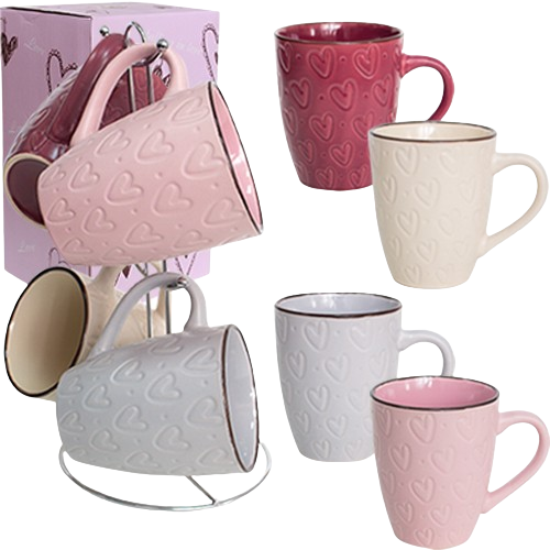 Набір чашок Heart 4 предмети 350мл на металевій стійці 021-04-09 S&T Житомир - фото 1