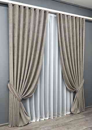 Комплект готовых штор VR-Textil Шенилл премиум VELMIRA Rich № 1929ш Тауп 150х290 см 2 шт (33-0995) Киев