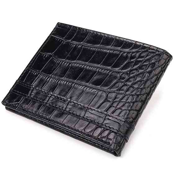 Затискач із натуральної фактурної шкіри Чорний (CANPELLINI) Київ