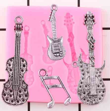 Молд силиконовый Музыкальные инструменты 63 на 63 мм розовый Киев