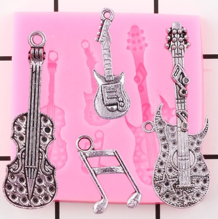 Молд силиконовый Музыкальные инструменты 63 на 63 мм розовый Киев - изображение 1