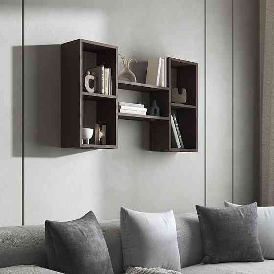 Навісна полиця VAYS M-11 Венге Темний, з нішами для книг і декору, ЛДСП, 100×18×60 см - для вітальні, спальні, кабінету Львів