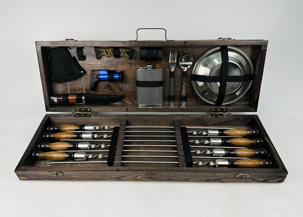 Подарунковий набір шампурів у дерев'яному кейсі ПІКНІК HAPPY DAYS Тернопіль - фото 2