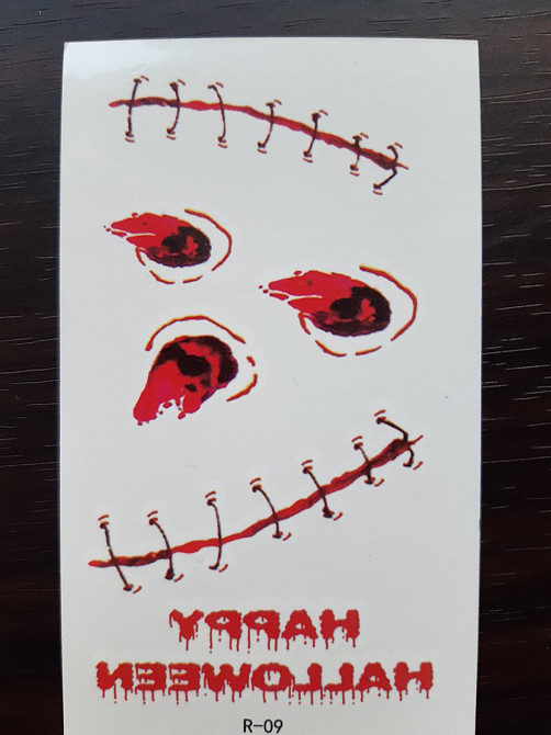 Тимчасове тату Happy Halloween 10 на 6 см червоний Київ - фото 1